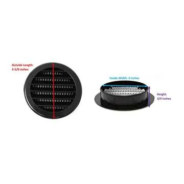 3" Round Plastic Louver Soffit Air Vent Reptile Screen Grille Cover (12, Black)