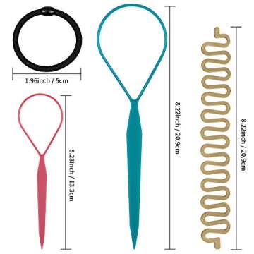 TsMADDTs Hair Braiding Tools Set, 8PCS Topsy Tail Tools, 8PCS French Centipede Braiders for French T...