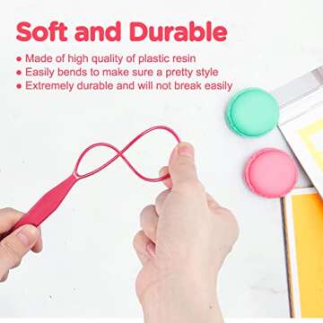 TsMADDTs Hair Braiding Tools Set, 8PCS Topsy Tail Tools, 8PCS French Centipede Braiders for French Twist Plait Ponytail, 10PCS Black Hair Ties Bulk