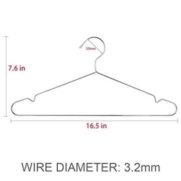 TIMMY Wire Hangers 40 Pack Stainless Steel Strong Metal Coat Hanger Clothes 16.5 Inch.