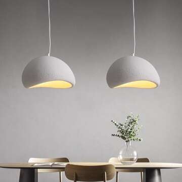 JAYMP 30cm Modern Pendant Light for Dining Room Kitchen Island Hallway Restaurant Hanging Lamp E26 Base Japanese Wabi-Sabi Style Bird Nest Shape Lighting Fixture (Matte White,B Shape, 30cm/11.8inch)