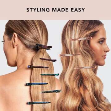 Kitsch Metal Duck Billed Hair Clips - Hair Styling Clips for Sectioning, Cutting, Coloring, Blow Drying and Makeup | Salon Quality Accessories - 6pcs (Rose Gold)