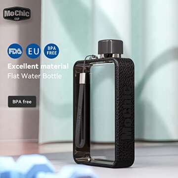 MOCHIC CUP Flat Water Bottle Travel Flask Portable Travel Mug BPA Free A5 Water Bottle for Sports Ca...