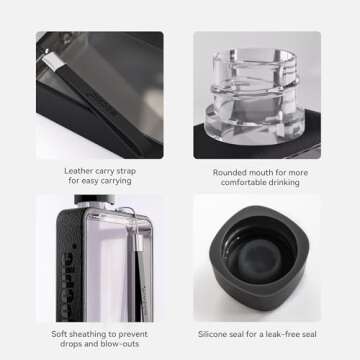 MOCHIC CUP Flat Water Bottle Travel Flask Portable Travel Mug BPA Free A5 Water Bottle for Sports Camping Gym Fitness Outdoor 13oz Fit in Any Bag (Black)…