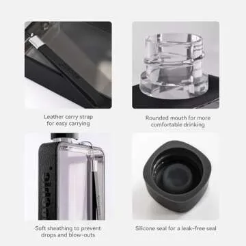 MOCHIC CUP Flat Water Bottle Travel Flask Portable Travel Mug BPA Free A5 Water Bottle for Sports Camping Gym Fitness Outdoor 13oz Fit in Any Bag (Black)…