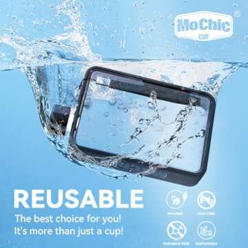 MOCHIC CUP Flat Water Bottle Travel Flask Portable Travel Mug BPA Free A5 Water Bottle for Sports Camping Gym Fitness Outdoor 13oz Fit in Any Bag (Black)…