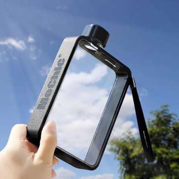 MOCHIC CUP Flat Water Bottle Travel Flask Portable Travel Mug BPA Free A5 Water Bottle for Sports Camping Gym Fitness Outdoor 13oz Fit in Any Bag (Black)…