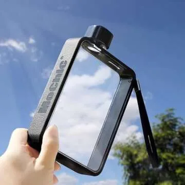 MOCHIC CUP Flat Water Bottle Travel Flask Portable Travel Mug BPA Free A5 Water Bottle for Sports Camping Gym Fitness Outdoor 13oz Fit in Any Bag (Black)…