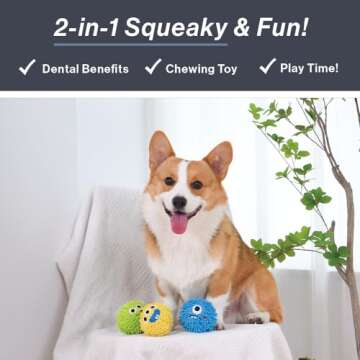 HugSmart Pet Spiky Monster Dog Balls (3-Pack) - Plush Squeaky Balls for Dogs, Designed for Fun!