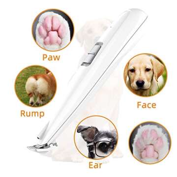 Electric Dog Paw Fur Trimmer for Small Cat Dog Clippers Cordless Ear Hair Clipper Mini Light up Grooming Clippers 2 Speeds Rechargeable Quiet Grooming for Paw Eyes Ears Face Rump