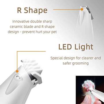 Electric Dog Paw Fur Trimmer for Small Cat Dog Clippers Cordless Ear Hair Clipper Mini Light up Grooming Clippers 2 Speeds Rechargeable Quiet Grooming for Paw Eyes Ears Face Rump