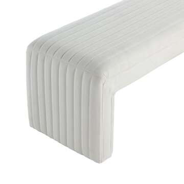 Bedroom Bench,Modern Ottoman Bench 49 inch,Upholstered Entryway Bench & Dining Bench,Boucle Fabric Footrest Stool Bedroom Bench Seat for Living Room/Bedroom/End of Bed