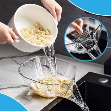 BHW 2X PCS Multi-functional Drain Basket - 2024 New Fruit Cleaning Bowl with Strainer Container, Kitchen Sink Food Catcher Drainer Fruit Rinser Vegetable Washing Filter Bowl over the Sink Colander