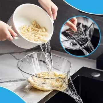 BHW 2X PCS Multi-functional Drain Basket - 2024 New Fruit Cleaning Bowl with Strainer Container, Kitchen Sink Food Catcher Drainer Fruit Rinser Vegetable Washing Filter Bowl over the Sink Colander