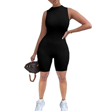 Stylish LuFeng Women's Sexy Sleeveless Zipper Romper Jumpsuit