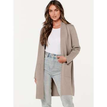 ANRABESS Cardigan Sweater for Women Casual 2024 Fall Fashion Coat Long Sleeve Open Front Knit Coatig...