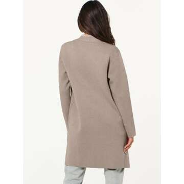 ANRABESS Cardigan Sweater for Women Casual 2024 Fall Fashion Coat Long Sleeve Open Front Knit Coatigan Outwear Red Khaki Medium