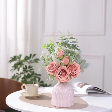 Elegant Artificial Flowers with Ceramic Vase for Home Decor