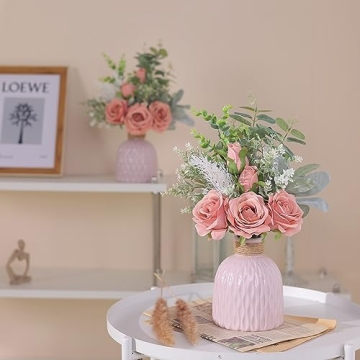 Elegant Artificial Flowers with Ceramic Vase for Home Decor
