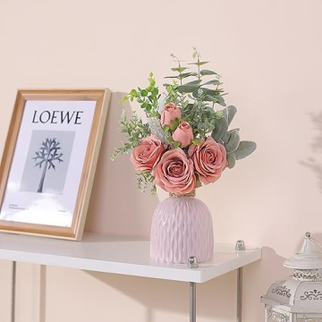 Elegant Artificial Flowers with Ceramic Vase for Home Decor