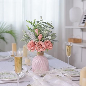 Elegant Artificial Flowers with Ceramic Vase for Home Decor