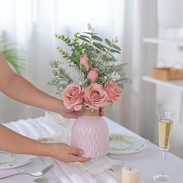 Elegant Artificial Flowers with Ceramic Vase for Home Decor