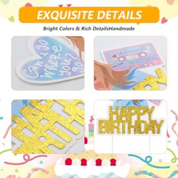 Taylor Birthday Cake Topper - Gold Glittery Celebration Decoration