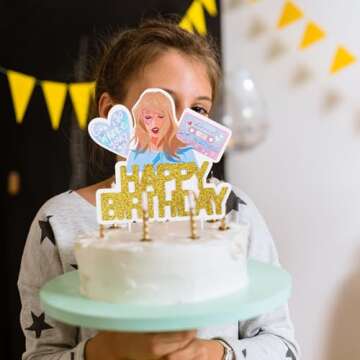 Taylor Birthday Cake Topper - Gold Glittery Celebration Decoration