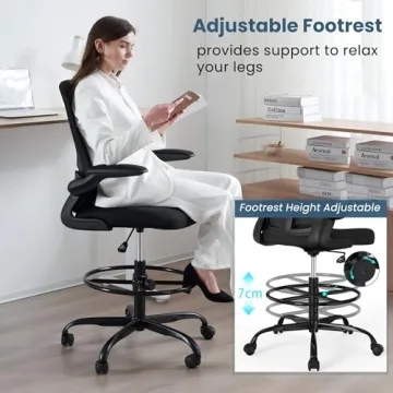 Ergonomic Drafting Chair with Lumbar Support and Style