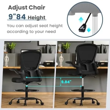 Ergonomic Drafting Chair with Lumbar Support and Style