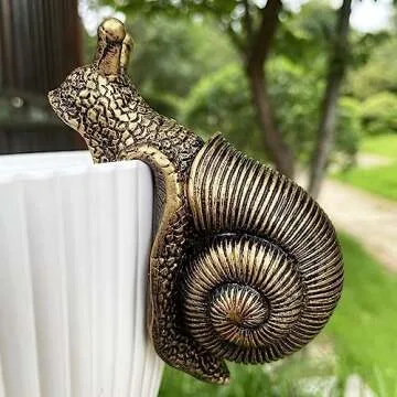 JARPSIRY Vintage Bronze Climbing Snail Statue Flower Pot and Vase Hugger Miniature Fairy Garden Terrarium Decor Resin Art Patio Lawn Yard Ornaments Outdoor Fence Decorations