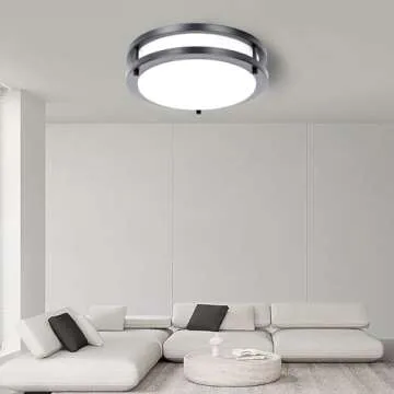 Drosbey 36W Dimmable LED Flush Mount Ceiling Light Fixture, Kitchen Light Fixtures, 12 inch Ceiling Lights for Bedroom, Bathroom, 3000K/4000K/5000K Selectable, Super Bright 3600LM