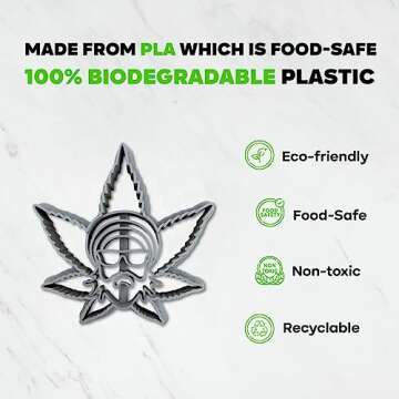 Marijuana Cookie Cutters - Set Of 3 - Hemp Weed Shaped Pieces