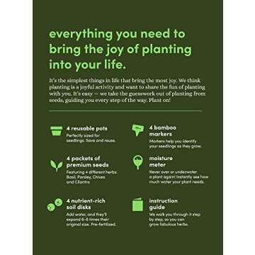 Herb Garden Growing Kit - Complete Kit - Easily Grow 4 Indoor Herbs from Seeds (Basil, Cilantro, Chives & Parsley) & Comprehensive Guide - Unique Gardening Gifts for Women & Men : Plant Starter Kit