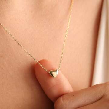 BAYLAY Valentines Day Gifts for Her - Heart Necklace for Women - Dainty Gold Necklace 18K Gold Plated Heart Necklace Tiny Gold Heart Necklace Gold Necklace for Women Valentines Gifts