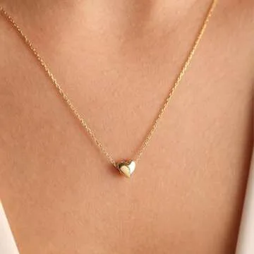BAYLAY Valentines Day Gifts for Her - Heart Necklace for Women - Dainty Gold Necklace 18K Gold Plated Heart Necklace Tiny Gold Heart Necklace Gold Necklace for Women Valentines Gifts