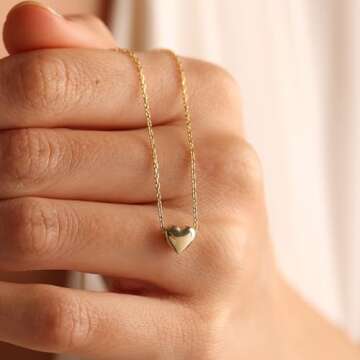 BAYLAY Valentines Day Gifts for Her - Heart Necklace for Women - Dainty Gold Necklace 18K Gold Plated Heart Necklace Tiny Gold Heart Necklace Gold Necklace for Women Valentines Gifts