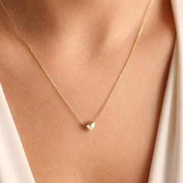BAYLAY Valentines Day Gifts for Her - Heart Necklace for Women - Dainty Gold Necklace 18K Gold Plated Heart Necklace Tiny Gold Heart Necklace Gold Necklace for Women Valentines Gifts