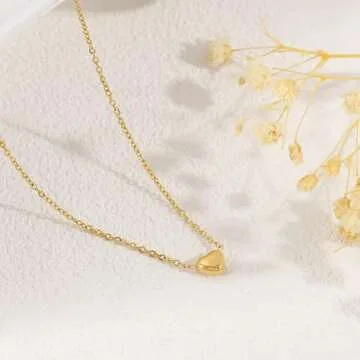 BAYLAY Valentines Day Gifts for Her - Heart Necklace for Women - Dainty Gold Necklace 18K Gold Plated Heart Necklace Tiny Gold Heart Necklace Gold Necklace for Women Valentines Gifts