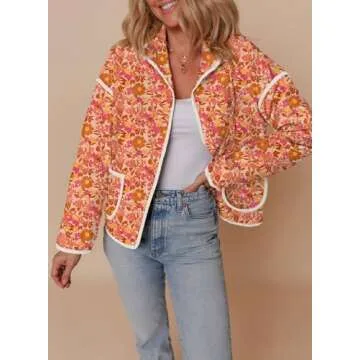 Dokotoo Winter Coats for Women 2024 Trendy Lightweight Stand Collar Floral Print Short Puffer Jacket...