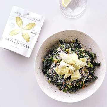 POSHI Marinated Artichoke Hearts Snack Pack | Basil + Thyme | Keto, Vegan, Paleo, Non GMO, Low Carb + Calorie, Gluten Free, Fully Cooked Vegetables, Gourmet, Healthy, All Natural (10 Pack, 1.58 oz)