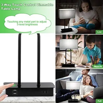 Stylish Bedside Touch Control Table Lamp with USB Ports