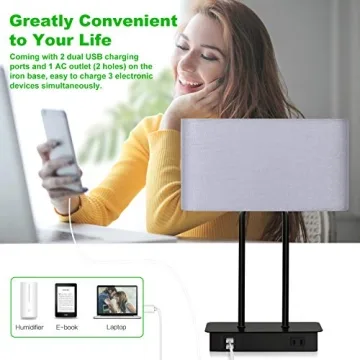 Stylish Bedside Touch Control Table Lamp with USB Ports