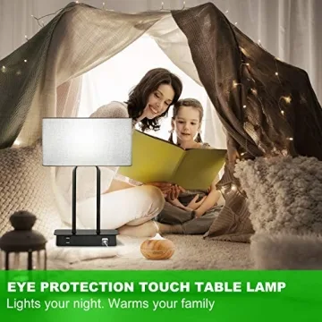 Stylish Bedside Touch Control Table Lamp with USB Ports