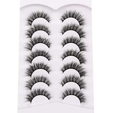 Pooplunch False Eyelashes Cat Eye Fluffy Lashes 8D Volume Thick Natural Faux Mink Lashes Fake Eyelas...