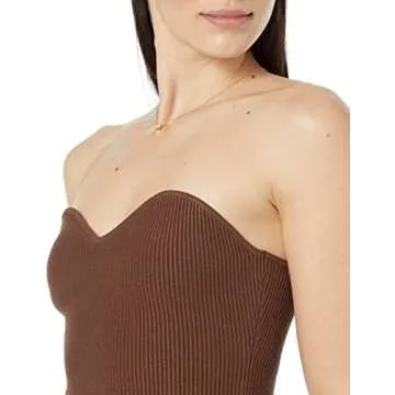 The Drop Collette Strapless Cropped Sweater Coffee Bean