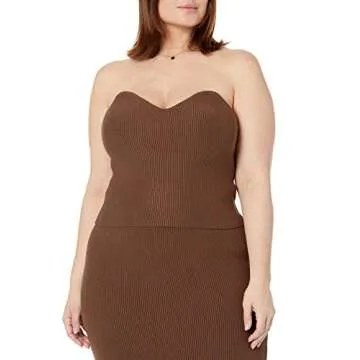 The Drop Collette Strapless Cropped Sweater Coffee Bean