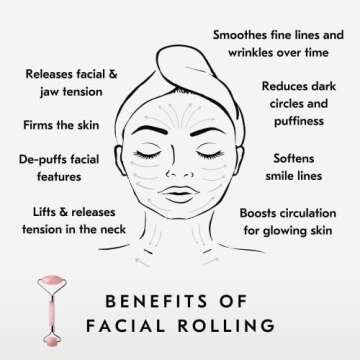 Mount Lai De-Puffing Rose Quartz Face Roller, Rose Quartz Roller for Face Certified Stone for Anti-Aging Skincare to De-Puff and Soothe to Reveal Radiant Skin