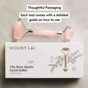 Mount Lai De-Puffing Rose Quartz Face Roller, Rose Quartz Roller for Face Certified Stone for Anti-Aging Skincare to De-Puff and Soothe to Reveal Radiant Skin