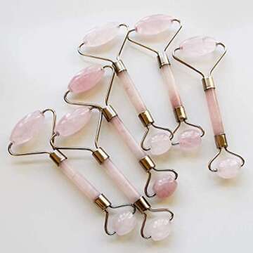 Mount Lai De-Puffing Rose Quartz Face Roller, Rose Quartz Roller for Face Certified Stone for Anti-Aging Skincare to De-Puff and Soothe to Reveal Radiant Skin